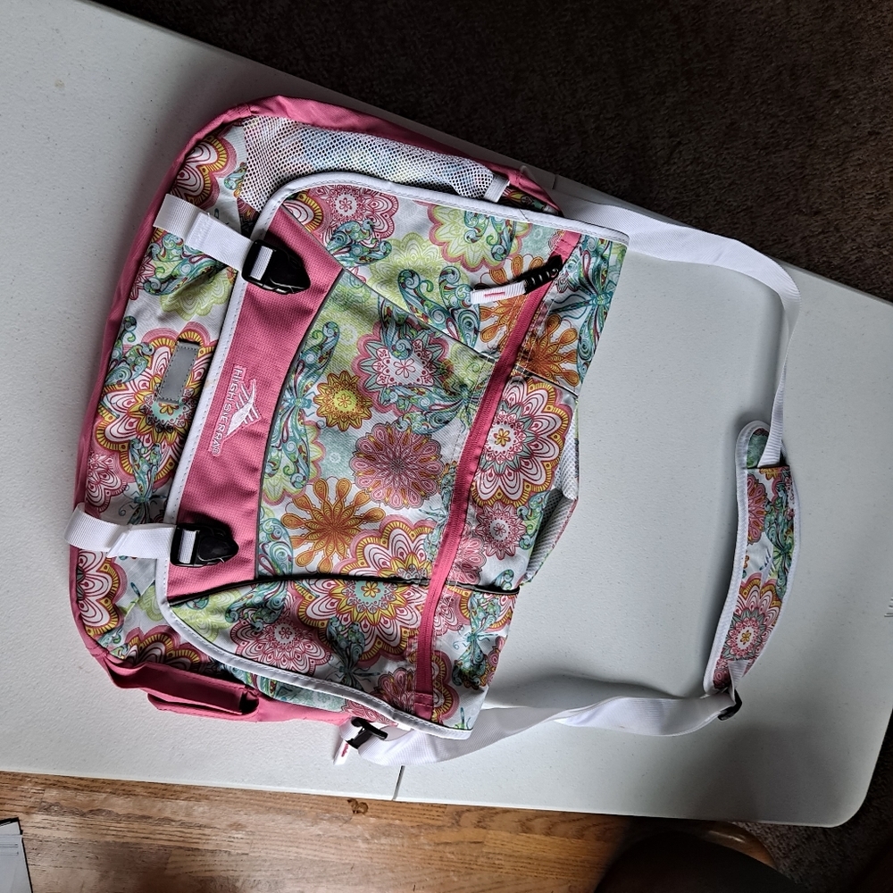 High Sierra Large Pink Floral Messenger Bag